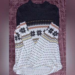 Maurices Black, White & Tan Fair Isle Crewneck Sweater